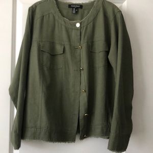Ellen Tracy Linen Olive Green Jacket